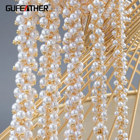 GUFEATHER C175,diy chain,pass REACH,nickel free,18k gold plated,plastic pearl,diy bracelet necklace,jewelry making,50cm/lot