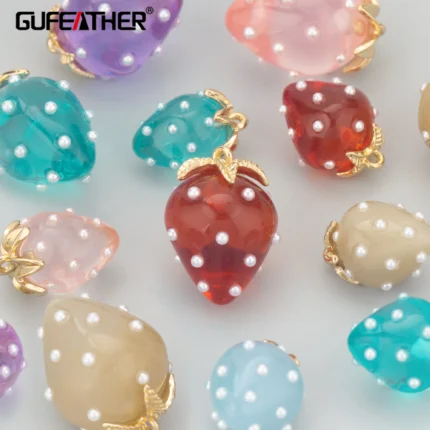 GUFEATHER,10pcs/lot,MH38,jewelry accessories,copper cap,resin,semi-transparent,strawberry shape,diy pendants,jewelry making - AliExpress 36
