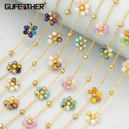 GUFEATHER,1m/lot,C430,chain,natural beads,stainless steel,hand made,charms,jewelry making findings,diy bracelet necklace - AliExpress 36