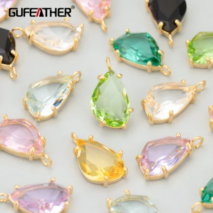 GUFEATHER ME97,jewelry accessories,18k gold rhodium plated,copper,glass,hand made,charms,jewelry making,diy pendants,6pcs/lot - AliExpress 36