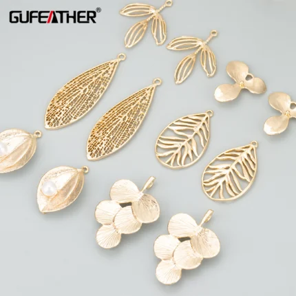 GUFEATHER MD66,jewelry accessories,18k gold rhodium plated,copper,leaf shape,jewelry making,charms,diy pendants,6pcs/lot - AliExpress 36
