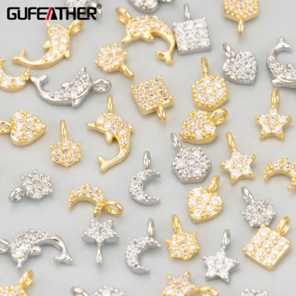 GUFEATHER MF54,jewelry accessories,18k gold rhodium plated,copper,nickel free,zircon,charms,diy pendants,jewelry making,6pcs/lot - AliExpress 36