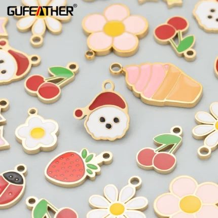 GUFEATHER ME10,jewelry accessories,316L stainless steel,oil drip,flower shape,charms,diy pendants,jewelry making,6pcs/lot - AliExpress 36