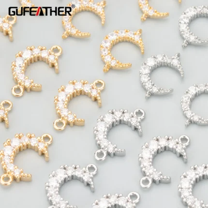 GUFEATHER MC49,jewelry accessories,18k gold rhodium plated,copper,zircons,moon shape,charm,jewelry making,diy pendants,10pcs/lot - AliExpress 36