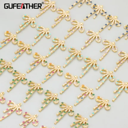 GUFEATHER,2pcs/lot,MF31,jewelry accessories,18k gold plated,copper,zircons,bowknot,hand made,charms,diy pendants,jewelry making - AliExpress 36
