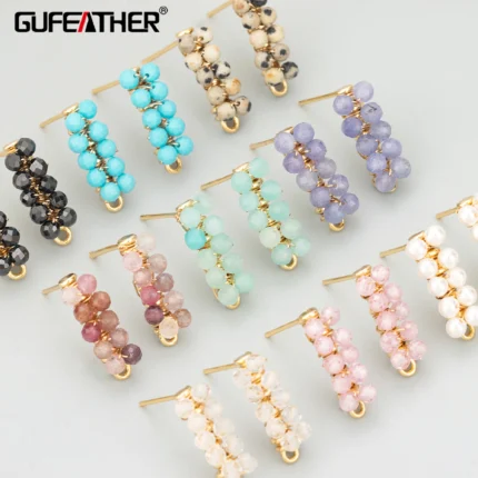 GUFEATHER MF33,jewelry accessories,18k gold plated,copper,natural stone,hand made,charms,diy earrings,jewelry making,2pcs/lot - AliExpress 36