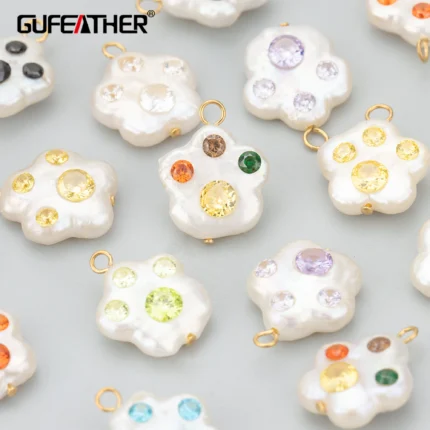 GUFEATHER,2pcs/lot,MG10,jewelry accessories,18k gold plated,zircons,natural pearl,hand made,charms,diy pendants,jewelry making - AliExpress 36