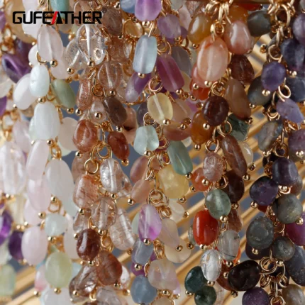 GUFEATHER M987,jewelry accessories,pass REACH,nickel free,18k gold plated,copper,natural stone,diy chain,jewelry making,10cm/lot - AliExpress 36