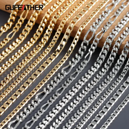 GUFEATHER C272,diy chain,pass REACH,nickel free,18k gold rhodium plated,copper,diy bracelet necklace,jewelry making,1m/lot - AliExpress 36