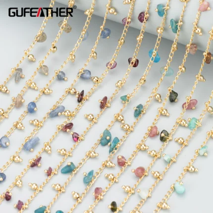 GUFEATHER C306,diy chain,nickel free,18k gold rhodium plated,copper,natural stone,diy bracelet necklace,jewelry making,1m/lot - AliExpress 36