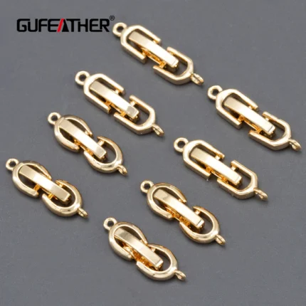 GUFEATHER,6pcs/lot,MA75,jewelry accessories,nickel free,18k gold plated,copper,hooks,clasp of bracelet necklace,jewelry making - AliExpress 36