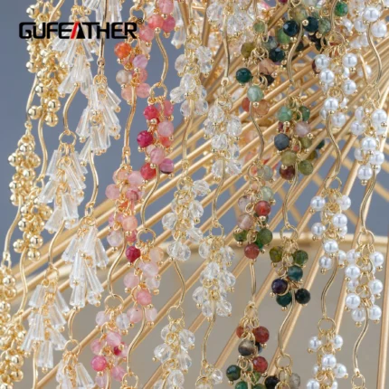 GUFEATHER C285,diy chain,nickel free,18k gold plated,copper,natural stone,zircons,diy bracelet necklace,jewelry making,50cm/lot - AliExpress 36