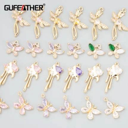GUFEATHER MC33,jewelry accessories,18k gold plated,nickel free,copper,zircons,charms,diy pendants,jewelry making,4pcs/lot - AliExpress 36