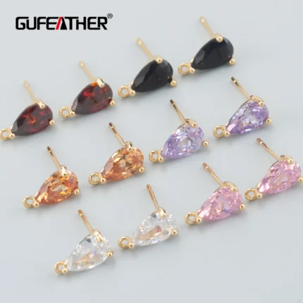 GUFEATHER,10pcs/lot,MA98,jewelry accessories,nickel free,18k gold plated,copper,zircons,jewelry making findings,diy earrings - AliExpress 36