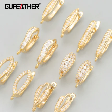 GUFEATHER,10pcs/lot,MC85,jewelry accessories,18k gold rhodium plated,nickel free,copper,zircon,charms,clasp hooks,jewelry making - AliExpress 36