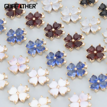 GUFEATHER MB90,jewelry accessories,18k gold plated,nickel free,copper,zircons,petal shape,jewelry making,diy pendants,6pcs/lot - AliExpress 36