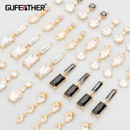 GUFEATHER MB60,jewelry accessories,18k gold plated,nickel free,copper,zircons,glass,charms,jewelry making,diy pendants,6pcs/lot - AliExpress 36