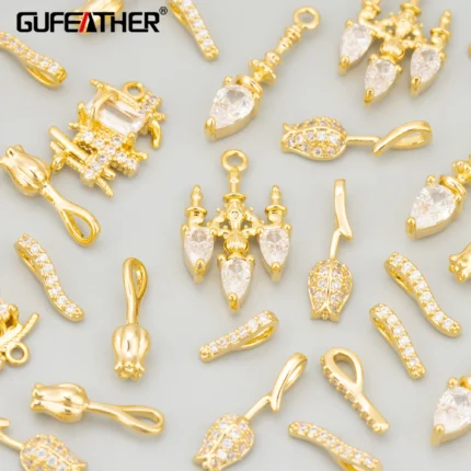 GUFEATHER,10pcs/lot,MI01,jewelry accessories,18k gold plated,copper,nickel free,zircons,charms,jewelry making,diy pendants - AliExpress 36