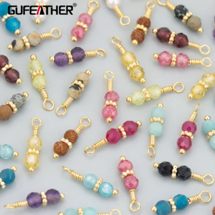 GUFEATHER,6pcs/lot,MI02,jewelry accessories,18k gold plated,copper,natural stone,charms,hand made,jewelry making,diy pendants - AliExpress 36